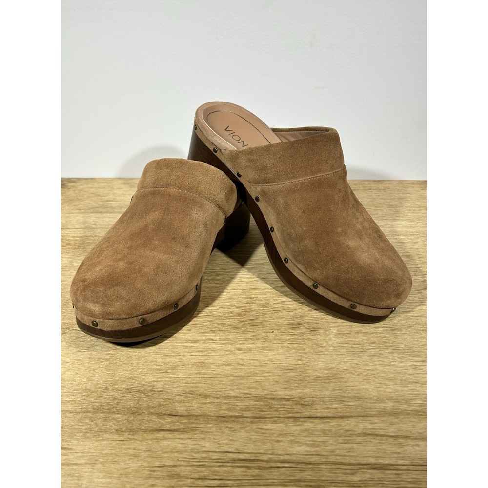 Vionic Women's Brown Suede Leather Kacie Slip-on Clogs Size 9